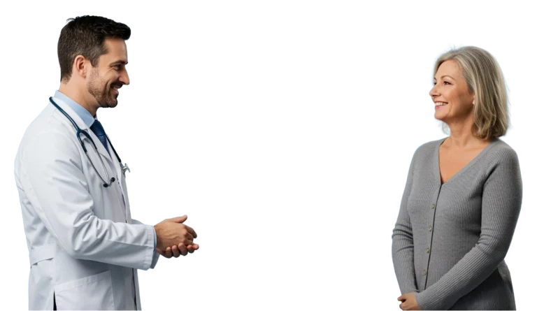 A provider speaks to a female patient.